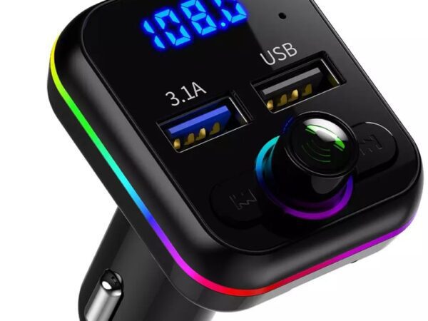 FM трансмитер с RGB BT-M34, Bluetooth, Handsfree, LED дисплей, 2 x USB, 12V-24V