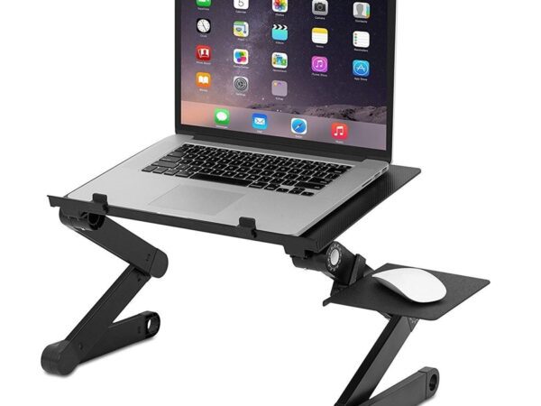Алуминиева сгъваема голяма маса за лаптоп SIAPRO, за лаптоп с голям охладител, 11 позиции, Черна