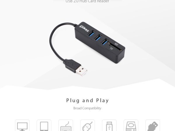 Високоскоростен Combo 5 портов USB 2.0 Hub и Card Reader