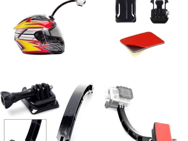 Селфи стойка GoPlus за монтиране върху каска, шлем и други, 21 см., 45 гр., 4 части, Черен