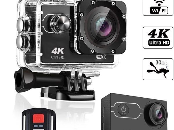 Спортна екшън камера AUSEK, 16 MP, 4К Ultra HD, 170 градуса, Wi-Fi, HDMI, Аксесоари