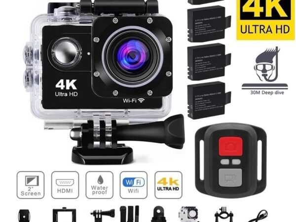 Спортна екшън камера GoPlus CamPro, Четири батерии, WIFI, 170 градуса, HDMI, Аксесоари, Водоустойчивост