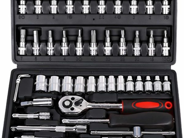 Професионален черен куфар с комплект инструменти 1Tech HT-46 – 46 части от хром-ванадиева стомана