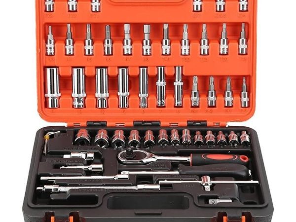 Разширен комплект инструменти 1Tech HT-53 в черен куфар – 53 части с включени дълбоки вложки