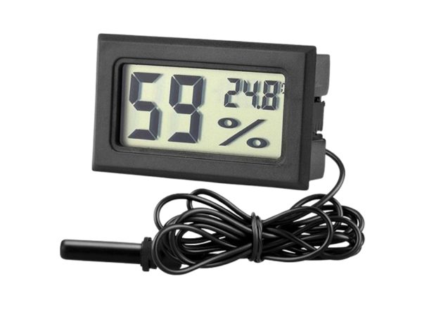 Дигитален термометър и хигрометър 1Tech TX-01 с външна сонда и LCD дисплей.