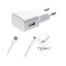 Бяло мрежово зарядно устройство 1Tech с USB порт и включен кабел USB Type-C
