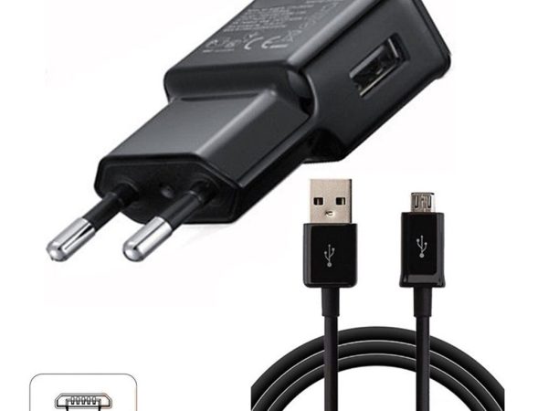 Мрежово зарядно устройство 1Tech TY-1, 5V 2A с включен Micro USB кабел, Черен